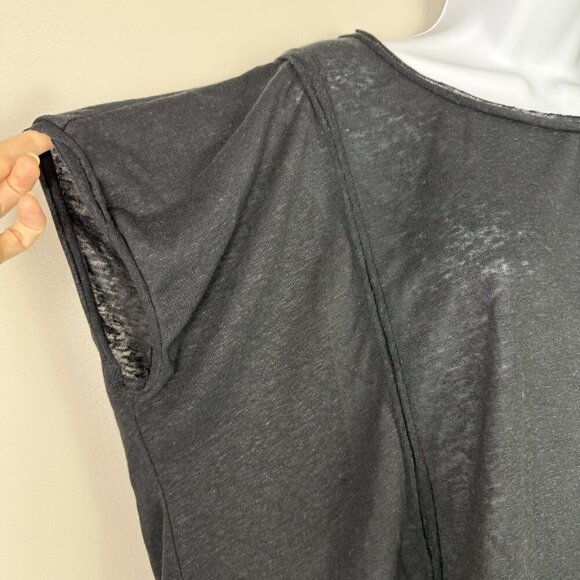 Max Studio Women's Black Linen Blend Short Sleeve Slouchy Oversized Top Size L - Picture 3 of 7